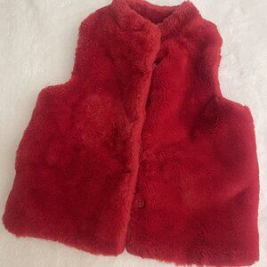Red Faux Fur Vest – Cozy & Statement Style – 4T